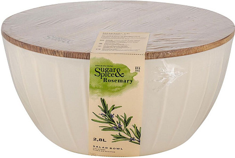 Салатник Sugar&Spice Rosemary 2,8л с деревянной крышкой купить в СОМ