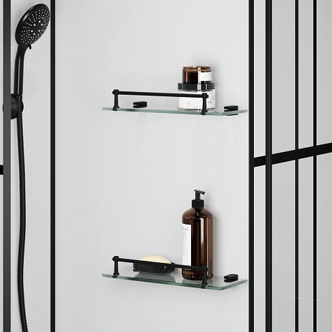 Кабина душевая Loranto CS-3008TM/W-90L, 88 х88 х204 см, черный профиль, левая купить в СОМ