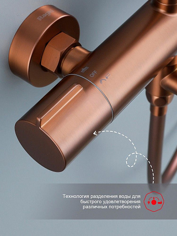 Система душевая Raglo R20.24.33, смеситель, тропический душ, матовая медь купить в СОМ