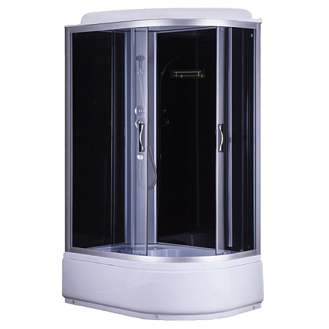 Кабина душевая  Loranto CS-66120L G, 120 х80 х215 см, поддон 40 см, черное стекло 4 мм купить в СОМ