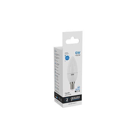 Лампа Gauss Elementary Candle 6Вт E14 6500K LED свеча купить в СОМ