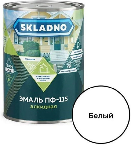 Эмаль алкидная ПФ-115 Skladno, белая, 1.8 кг купить в СОМ