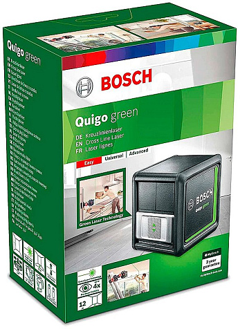 Лазерный уровень BOSCH Quigo green + MM2 0.603.663.C00, самовыравнивающийся купить в СОМ
