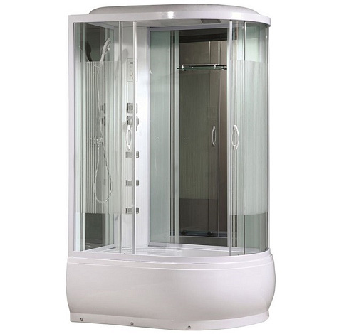Кабина душевая Comforti 214L, 120х85х215 см, стекло страйп, задняя зеркальная панель купить в СОМ