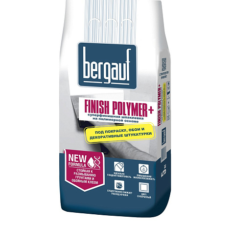 Шпатлевка полимерная Bergauf Finish Polymer, белая, 5 кг купить в СОМ