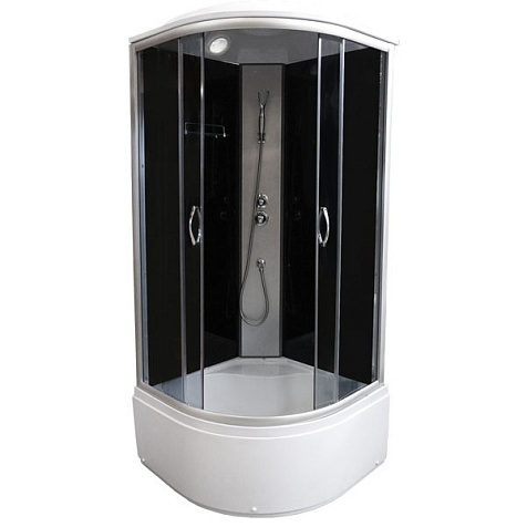 Кабина душевая Faro 460/2, серое стекло, 90х90х220 см, черная задняя стеклянная панель, без электрики купить в СОМ