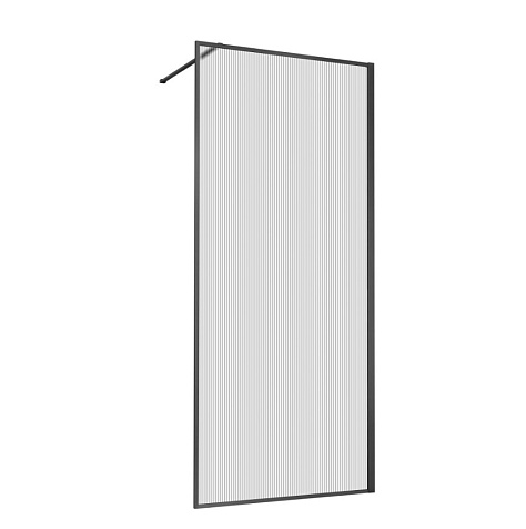 Перегородка душевая Veconi Walk in VSW-1HP900FLGM, 90х200 см, вороненая сталь профиль, стекло рифленое 8 мм купить в СОМ