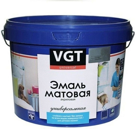 Эмаль акриловая VGT универсальная, матовая, база С, 1 кг купить в СОМ