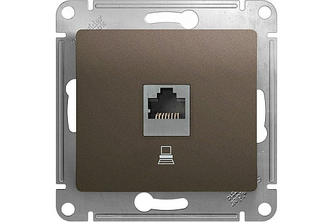 Розетка  компьютерная RJ45  шоколад  GLOSSA в рамку купить в СОМ