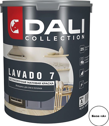 Краска акриловая Dali Collection LAVADO 7, для стен и потолков, база А, 4.2 л купить в СОМ