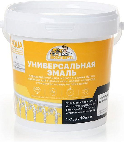 Эмаль акриловая Эксперт, глянцевая, (-20С), база А, 1 кг купить в СОМ