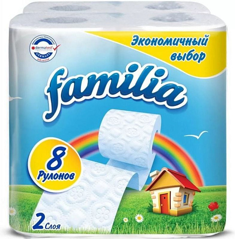 Бумага туалетная Familia Радуга 2сл 8шт купить в СОМ