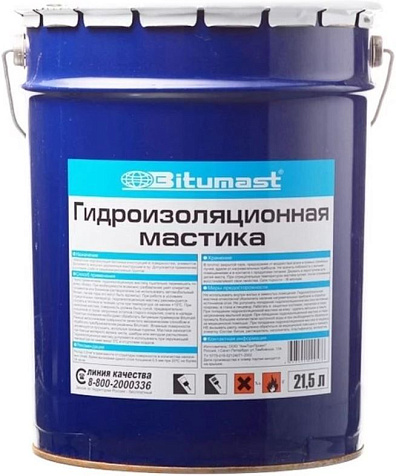 Мастика битумная гидроизоляционная Bitumast, 18 кг/21,5л купить в СОМ