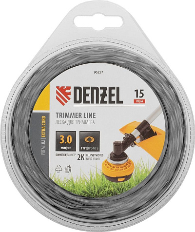 Леска для триммера Denzel Extra cord, 3.0 мм, 15 м, элипс купить в СОМ