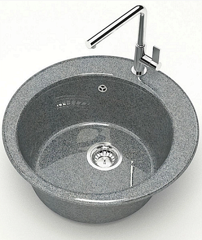 Мойка каменная Granit Bergg, Виктори Z30Q8, 475х475х180 мм, темно-серая глянцевая купить в СОМ