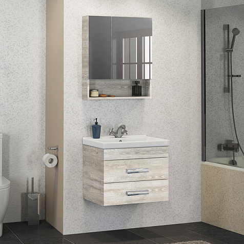 Зеркало-шкаф Comforty Никосия 60 см, дуб белый купить в СОМ